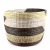 Panier africain à bandes gris blanc crème S