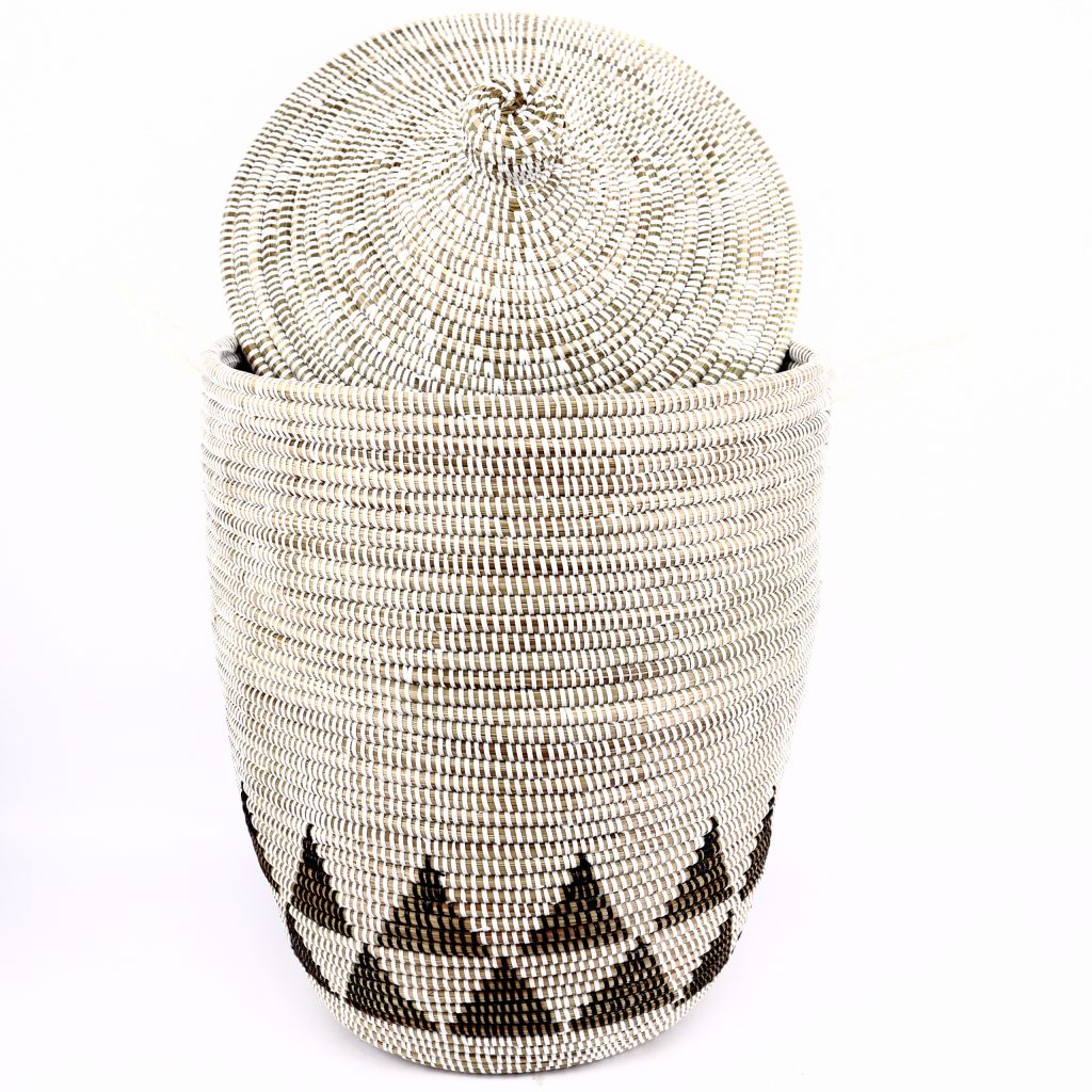 BLACK WHITE AFRICAN TRIANGLES BASKET L