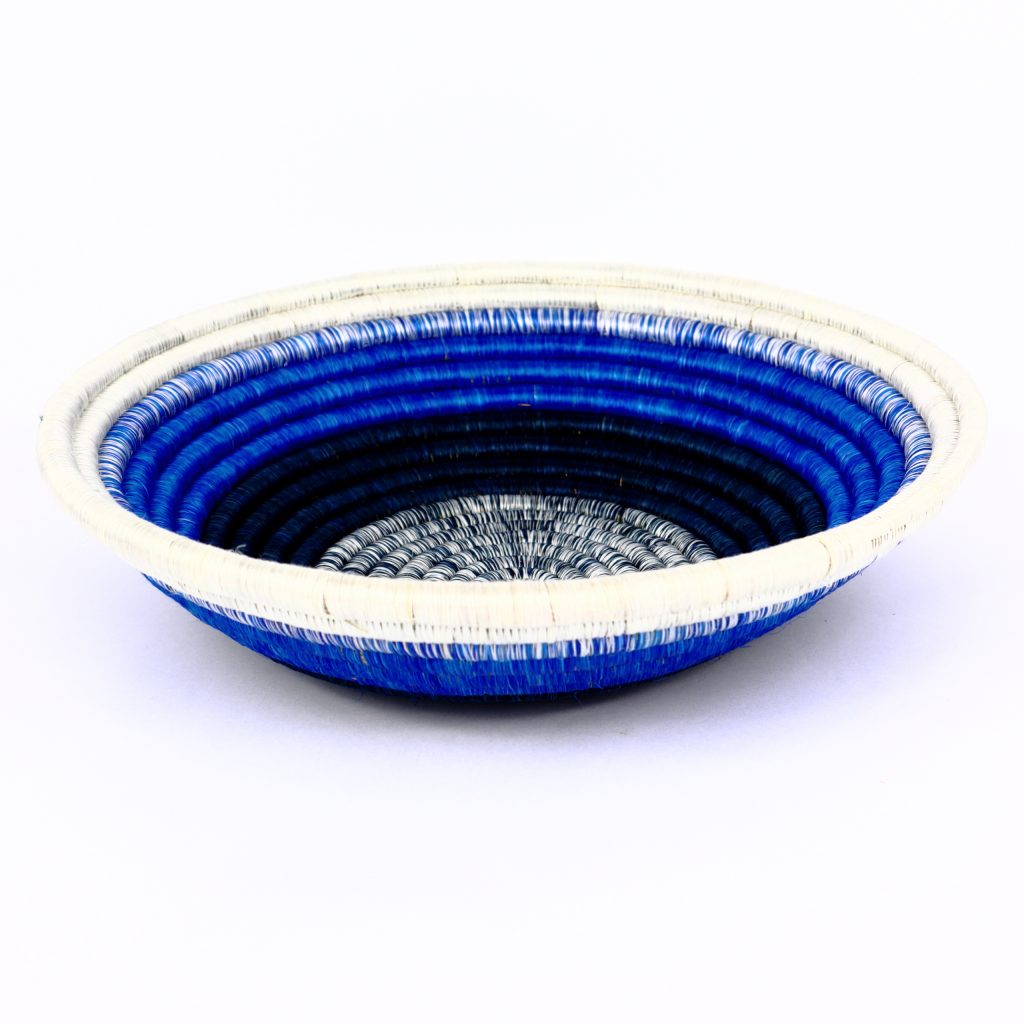 ROUND AFRICAN BASKET MIX OF BLUE WHITE #1