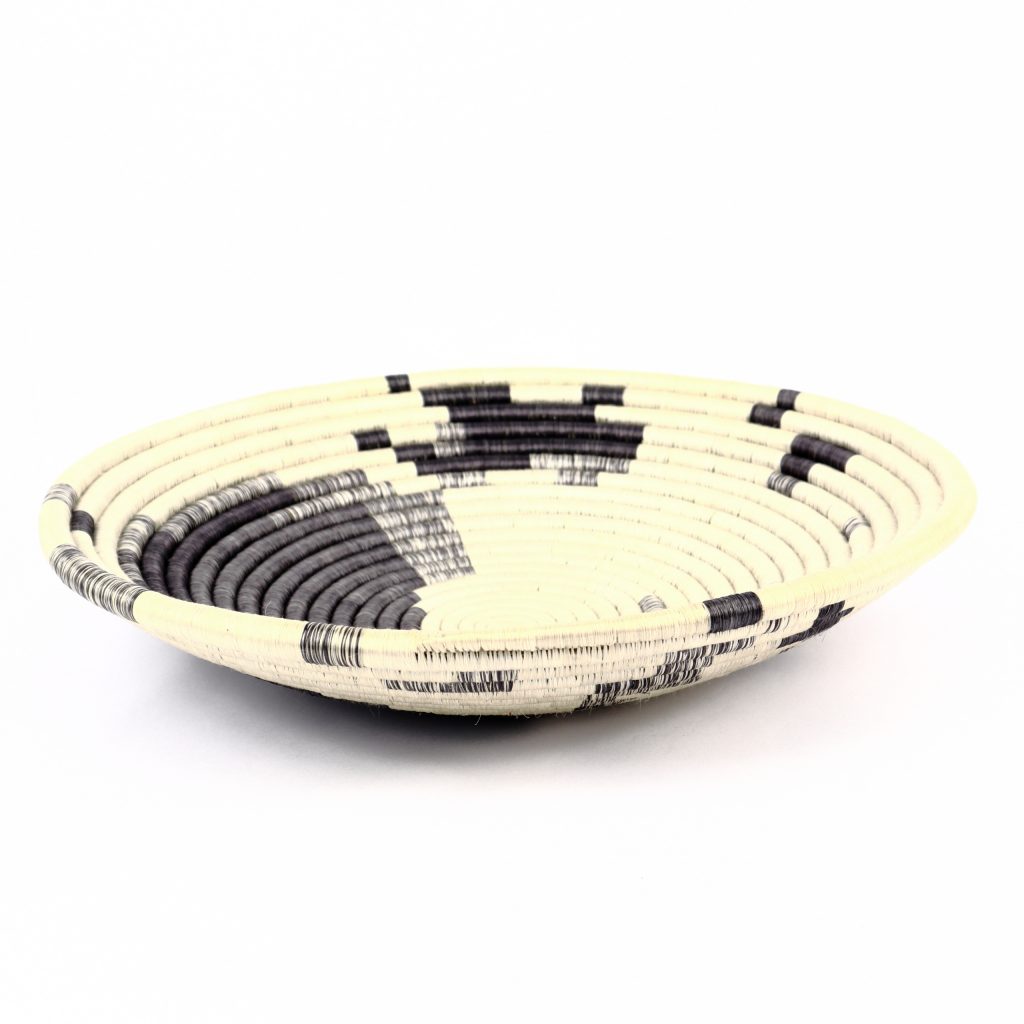 DARK GREY WHITE WOVEN AFRICAN BASKET #1