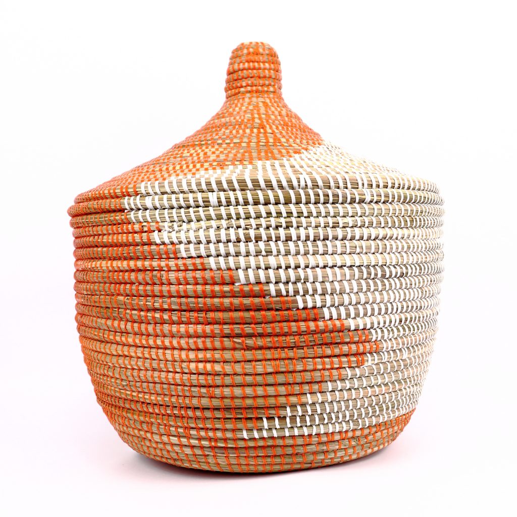 MEDIUM SENEGALESE BASKET WHITE ORANGE M