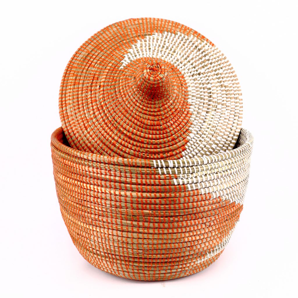 MEDIUM SENEGALESE BASKET WHITE ORANGE M - Image 3