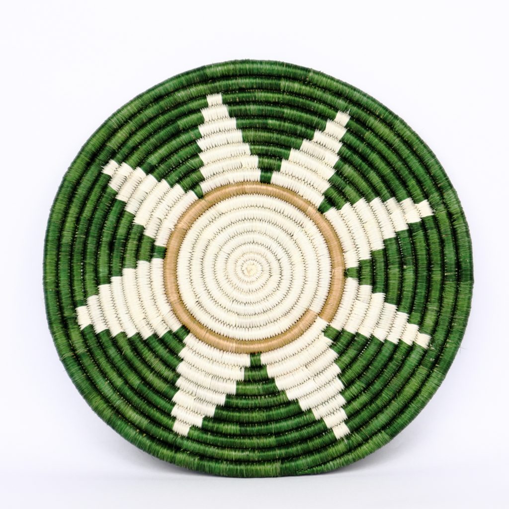 SMALL AFRICAN TRIVET SUNSHINE WHITE GREEN #1