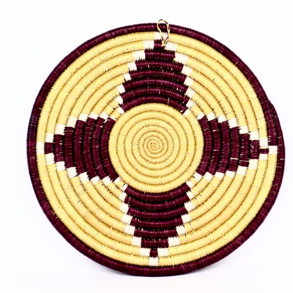 SMALL TRIVET RWANDA FLOWER RED BEIGE #1 - Image 3