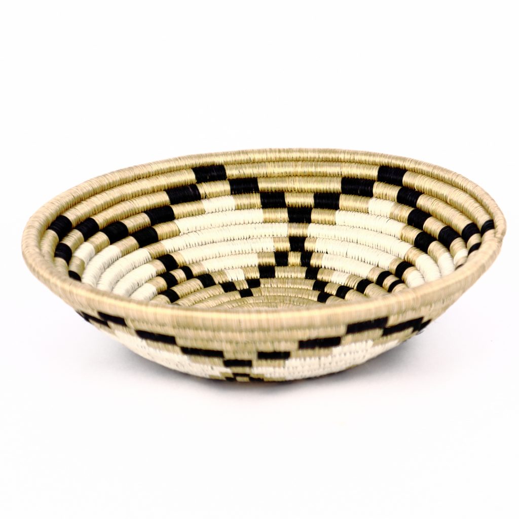 Petit panier africain fleur beige blanc noir #1