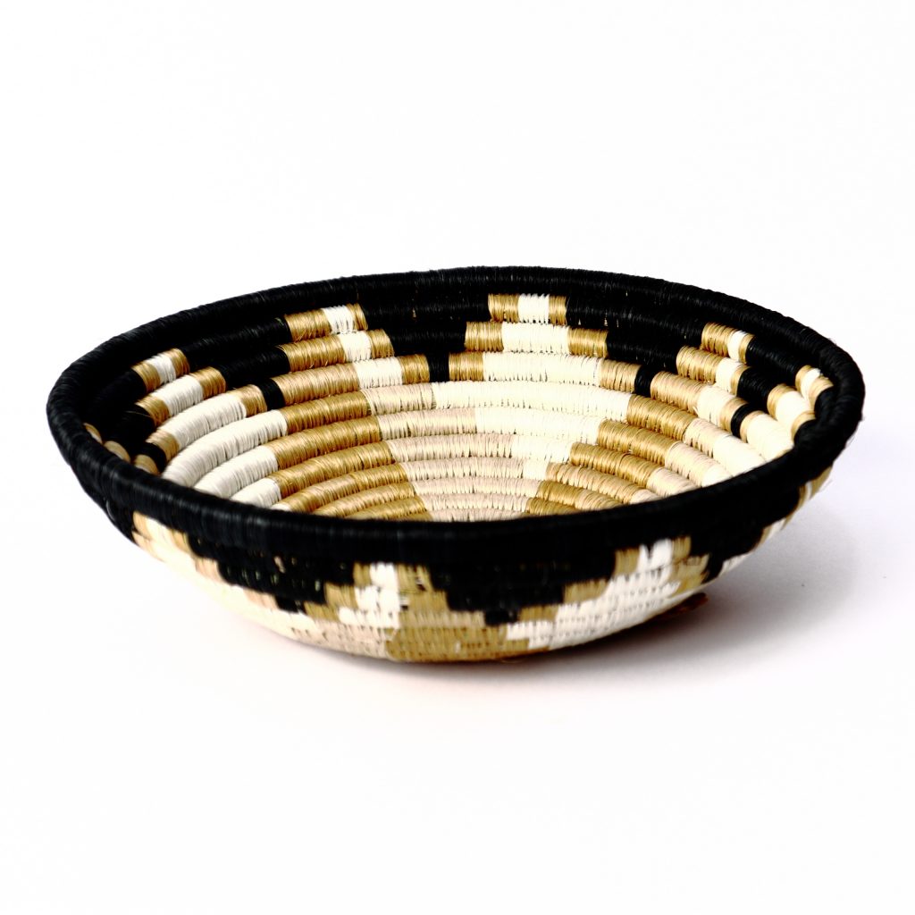 SMALL AFRICAN MULTI BEIGE FLOWER BASKET #1