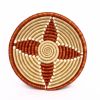SMALL RWANDA BASKET ORANGE BEIGE FLOWER #1 - Image 3