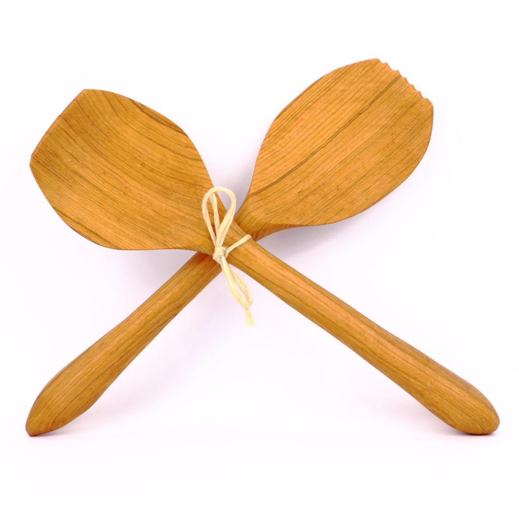 COUVERTS A SALADE EN BOIS D'OLIVIER EMBOUT OVAL