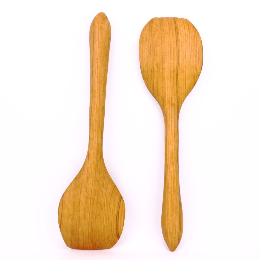 COUVERTS A SALADE EN BOIS D'OLIVIER EMBOUT OVAL – Image 3