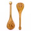 Couverts à salade en bois d'olivier embout rond – Image 2