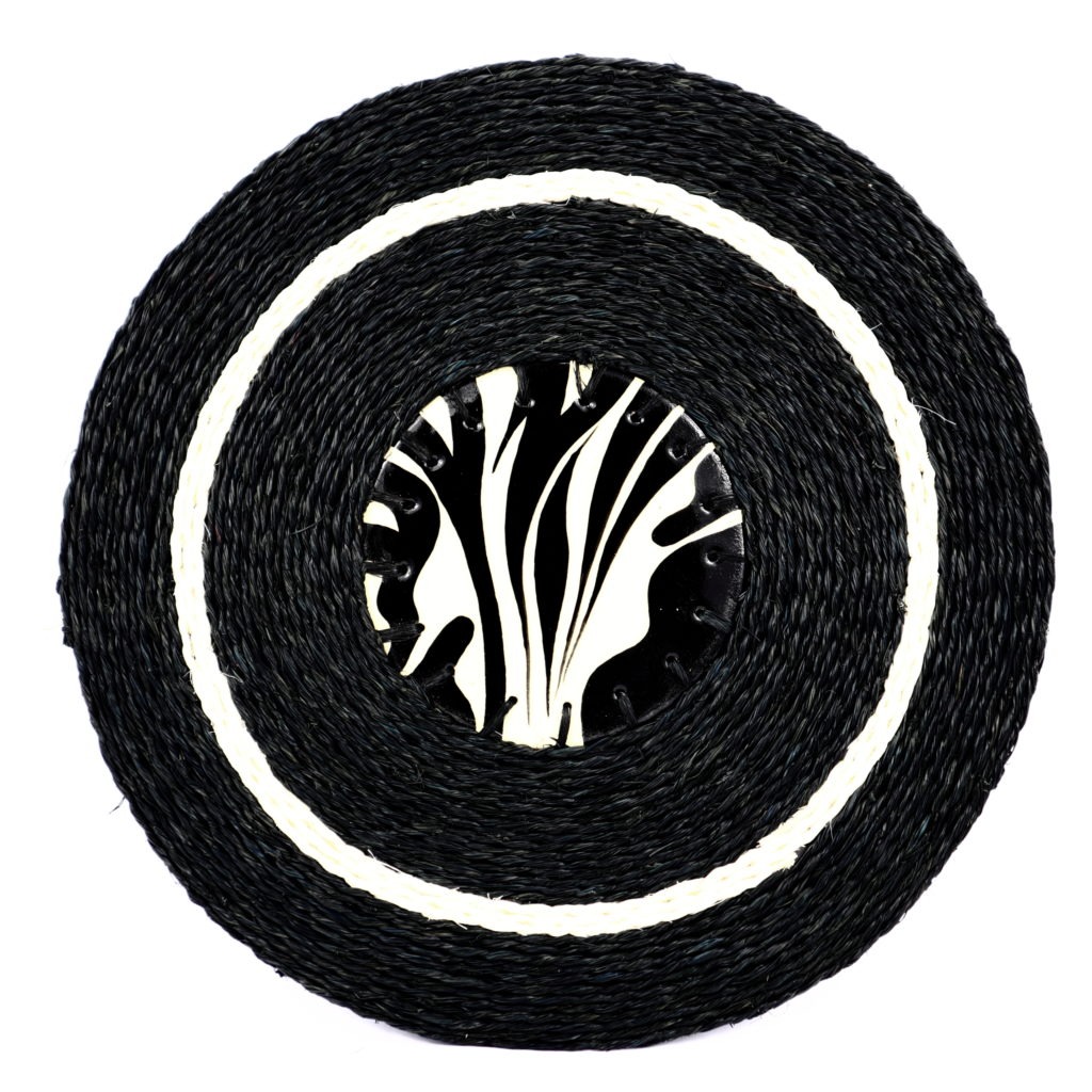 Dessous de plat moyen noir avec céramique motif zèbre