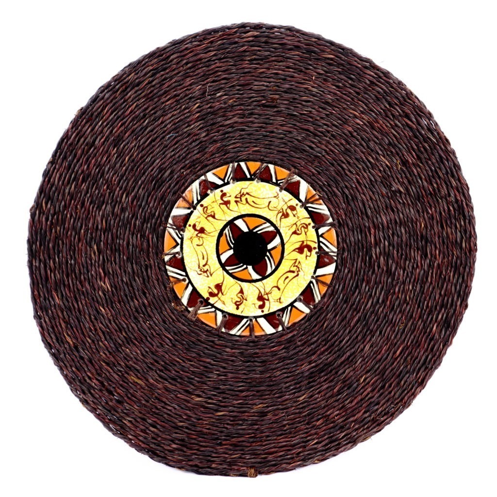 Dessous de plat moyen marron avec céramique motifs africains #1