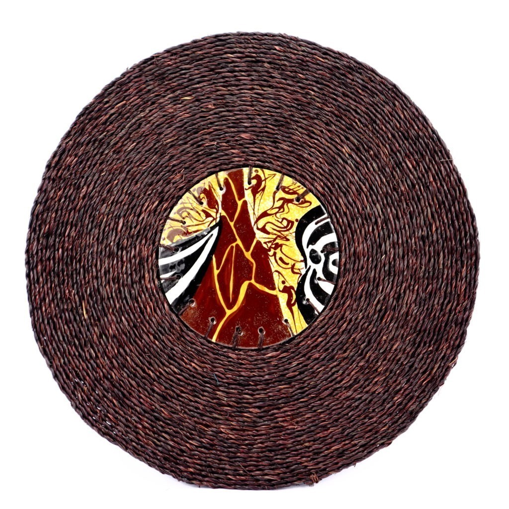 Dessous de plat moyen marron avec céramique motifs africains #2