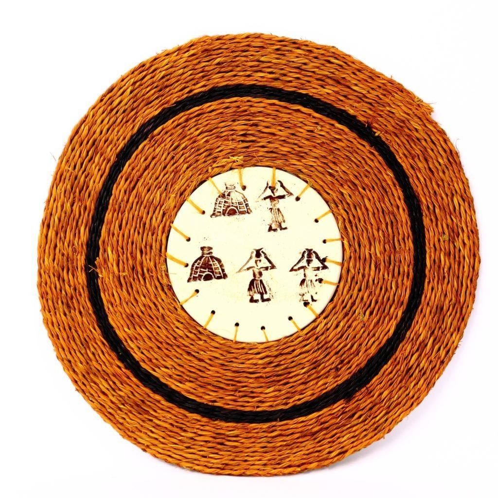 Dessous de plat moyen orange avec céramique motifs africains