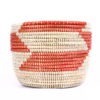 SMALL AFRICAN BASKET WITH RED WHITE STRIPES XS