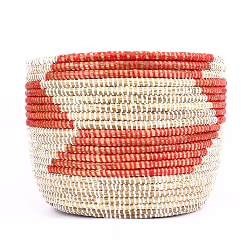 Petit panier africain bandes blanc rouge XS