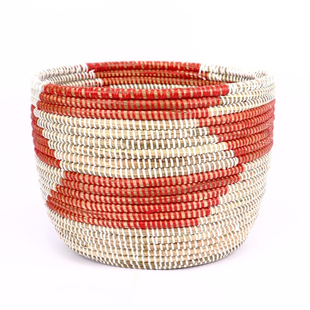 Petit panier africain bandes blanc rouge XS – Image 3