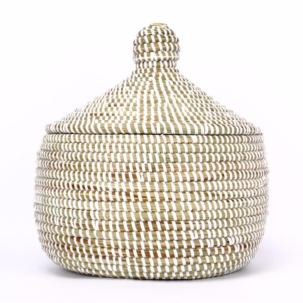 SMALL WHITE AFRICAN BASKET
