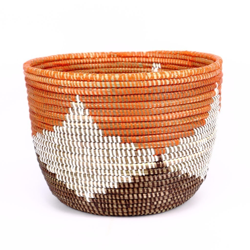 SMALL AFRICAN BASKET ORANGE WHITE BROWN XS - Image 3
