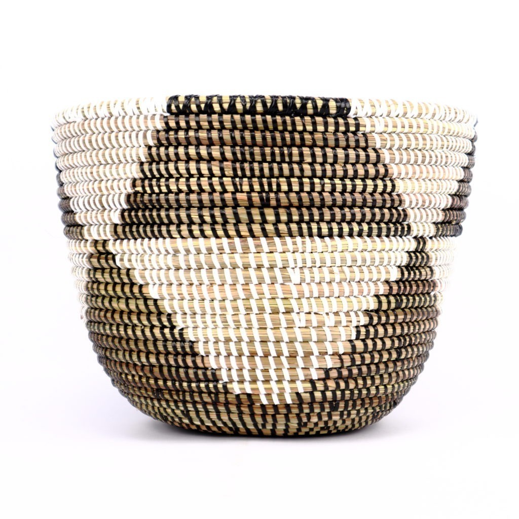BLACK WHITE OVAL AFRICAN BASKET XS - Image 3