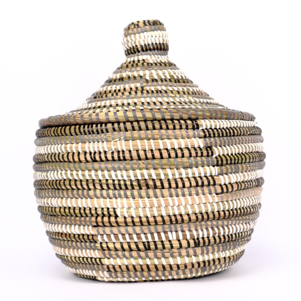 SMALL BLACK WHITE GREY TRICOLOUR AFRICAN BASKET
