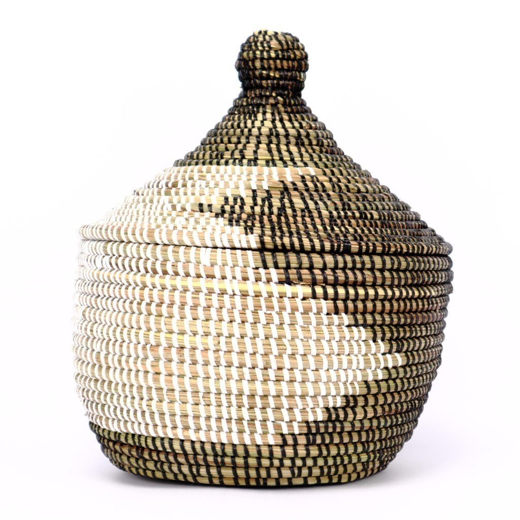SMALL BASKET BICOLOR WHITE BLACK