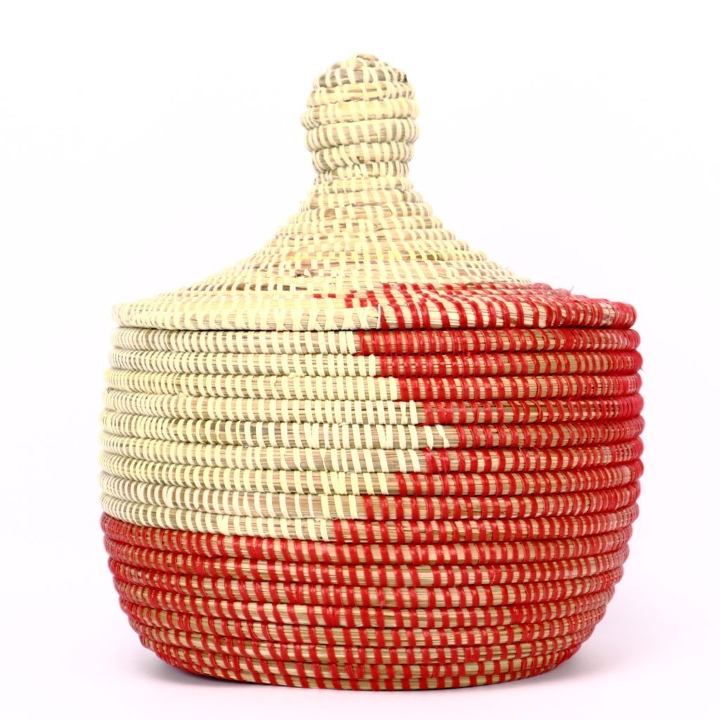 SMALL TWO-COLOUR BASKET CREAM RED