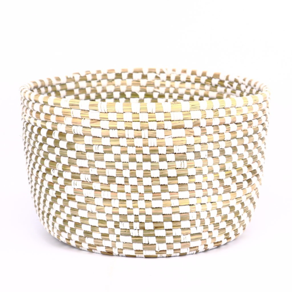 SENEGALESE WHITE DOUBLE TIE BASKET XS