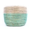 SMALL SENEGALESE BASKET CYLINDRICAL WHITE GREEN XS - Image 2