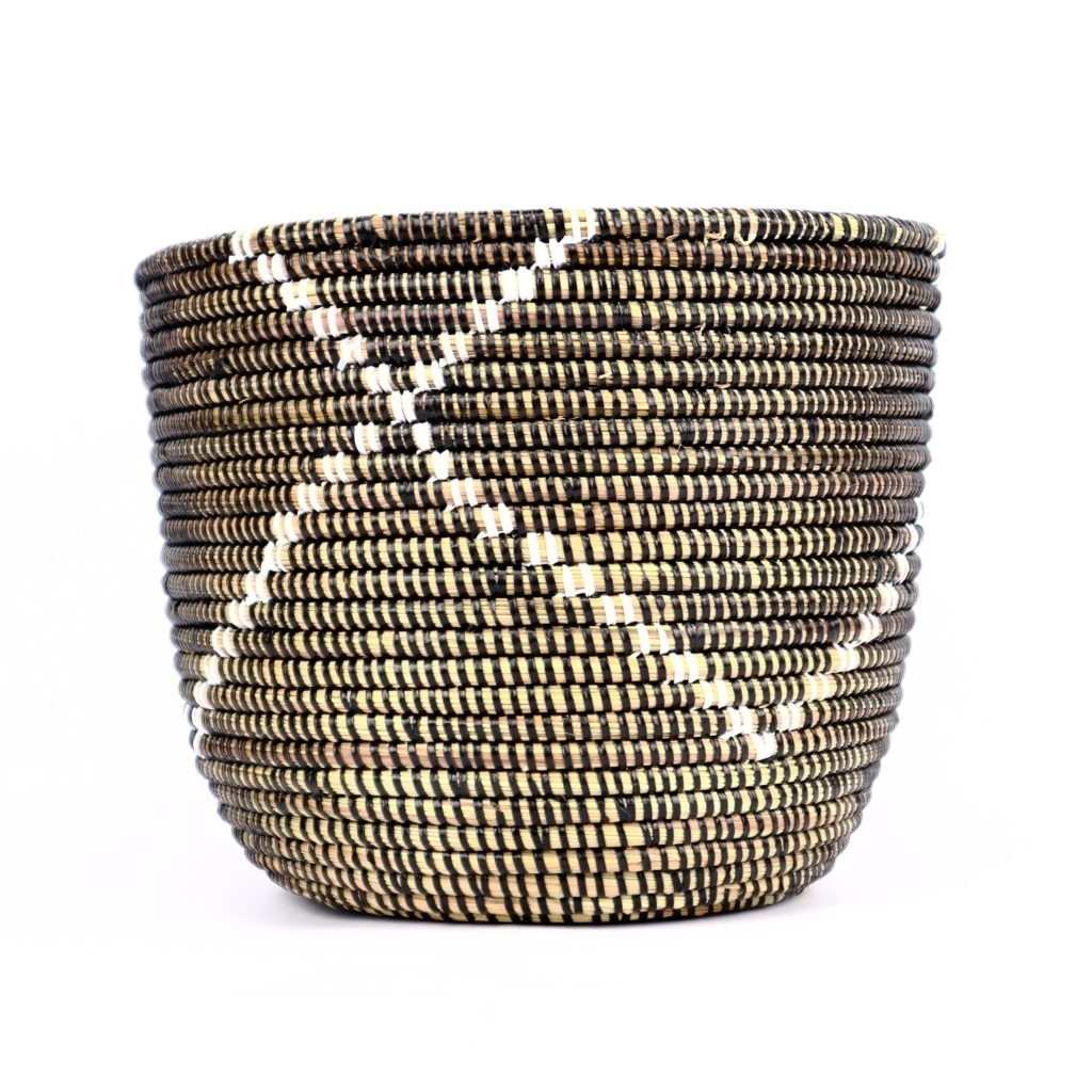 SMALL SENEGALESE BASKET BLACK WITH WHITE LINES XS - Image 3
