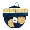 NATURAL WOVEN TABLE SET GREEN PINE