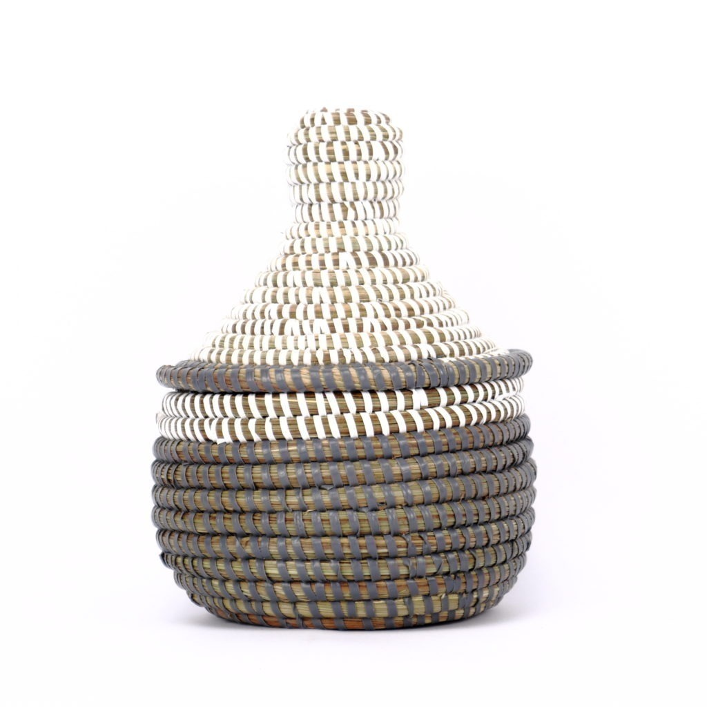 SMALL SENEGALESE BASKET WHITE GREY XXS