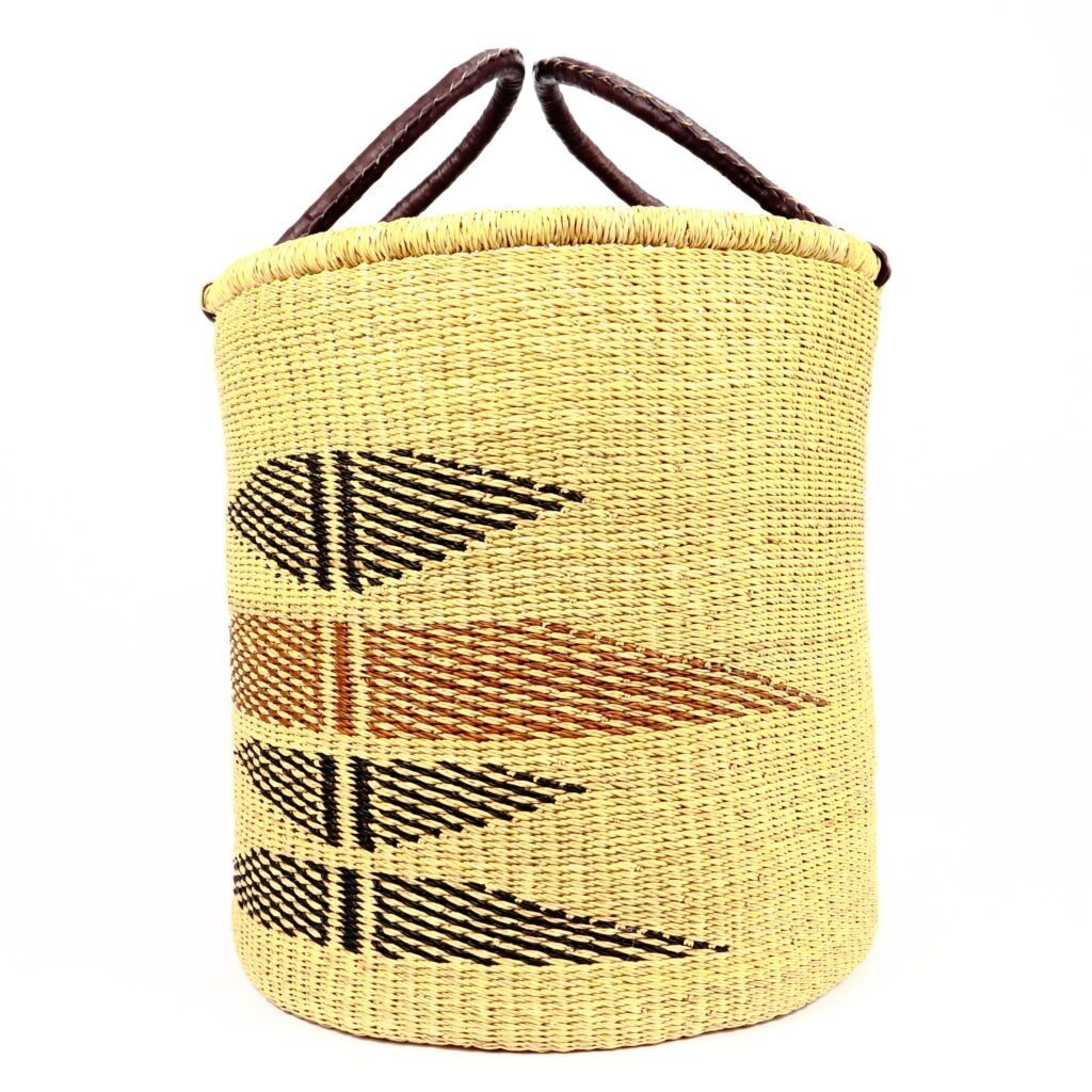 Grand panier bolga naturel motif noir brun