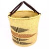 Grand panier bolga naturel motif noir brun - Image 2