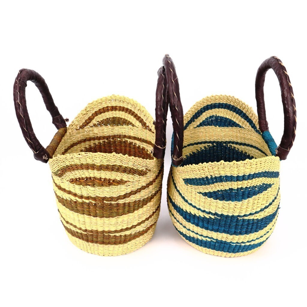 PETIT PANIER BOLGA NATUREL AVEC TRIANGLES MARRON – Image 4