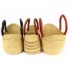 Petit panier bolga naturel avec anses en cuir orange - Image 4