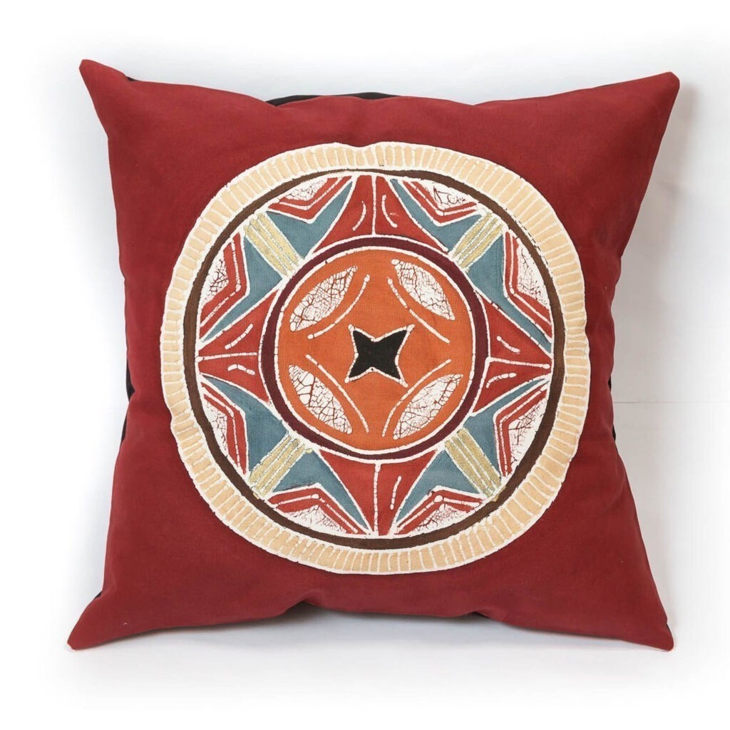 Housse de coussin africain circles massaï red