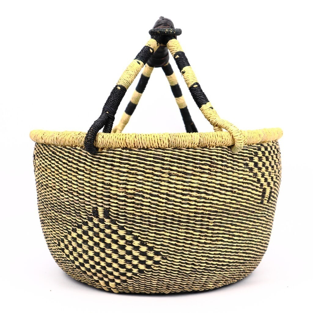 Panier bolga rond mix naturel noir #1 – Image 3