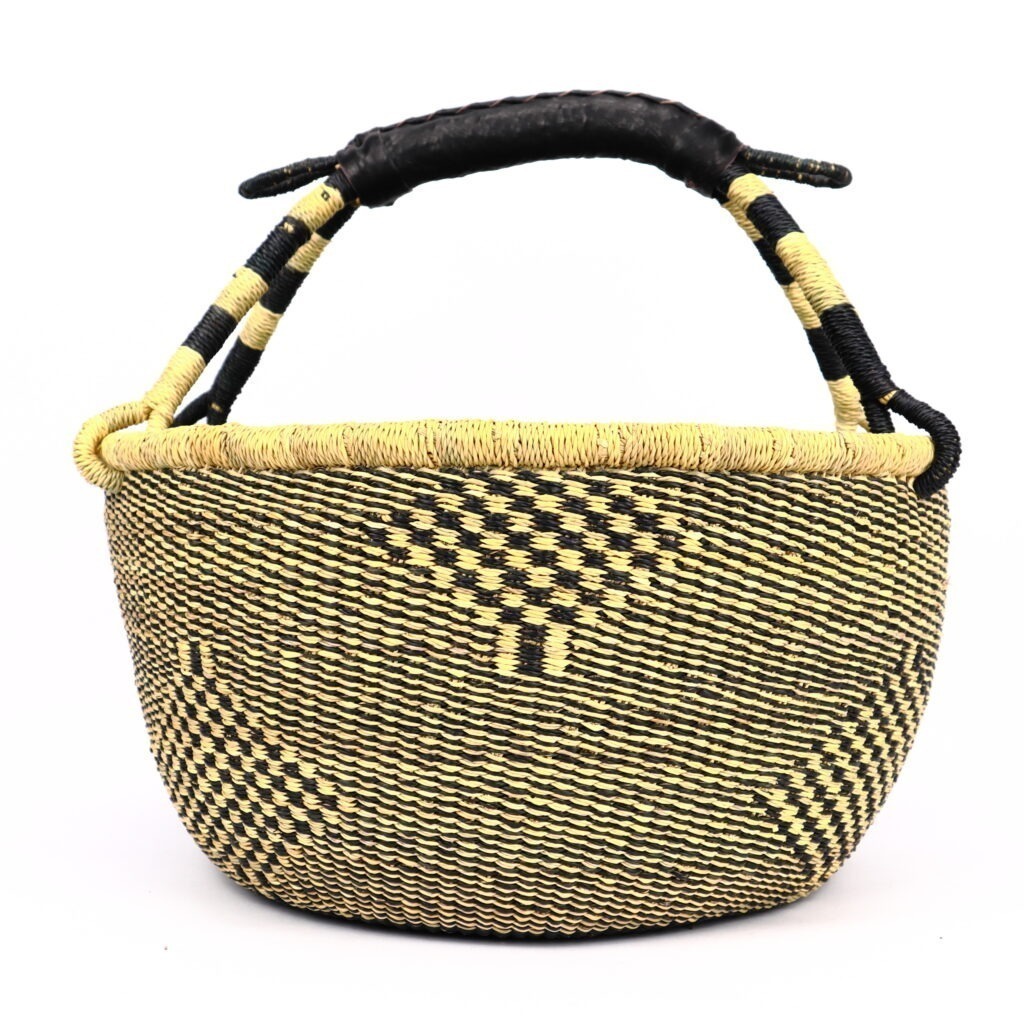 Panier bolga rond mix naturel noir #1