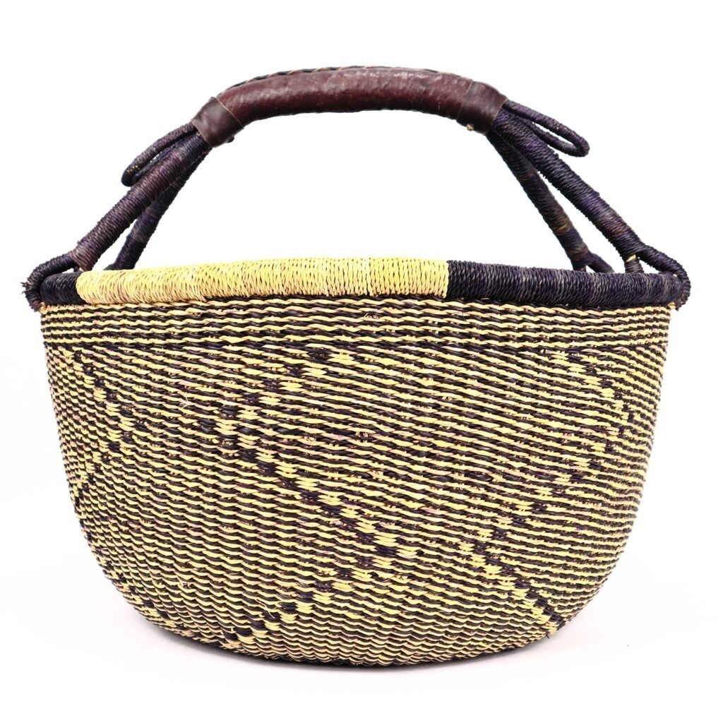 Panier bolga rond mix naturel noir #