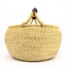 Panier bolga rond naturel anse marron #1 – Image 3