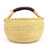 Panier bolga rond naturel anse marron #1