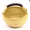 Panier bolga rond naturel anse marron #1 – Image 2