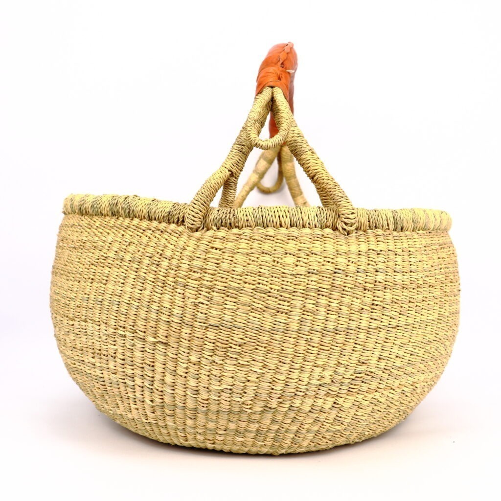 Panier bolga rond naturel anse orange #1 – Image 3