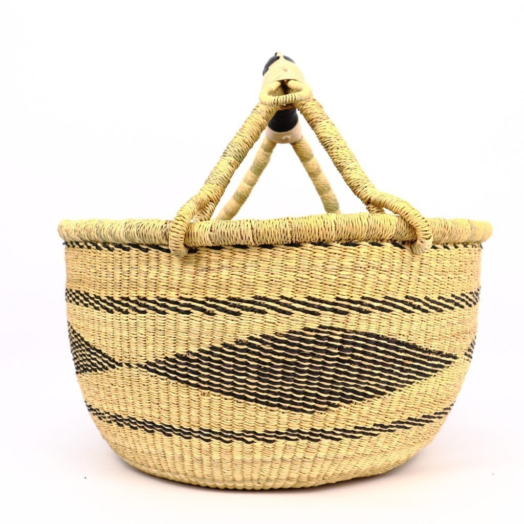Panier bolga rond naturel losange noir #1 – Image 3
