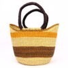 Panier moyen bolga naturel avec bandes marron orange