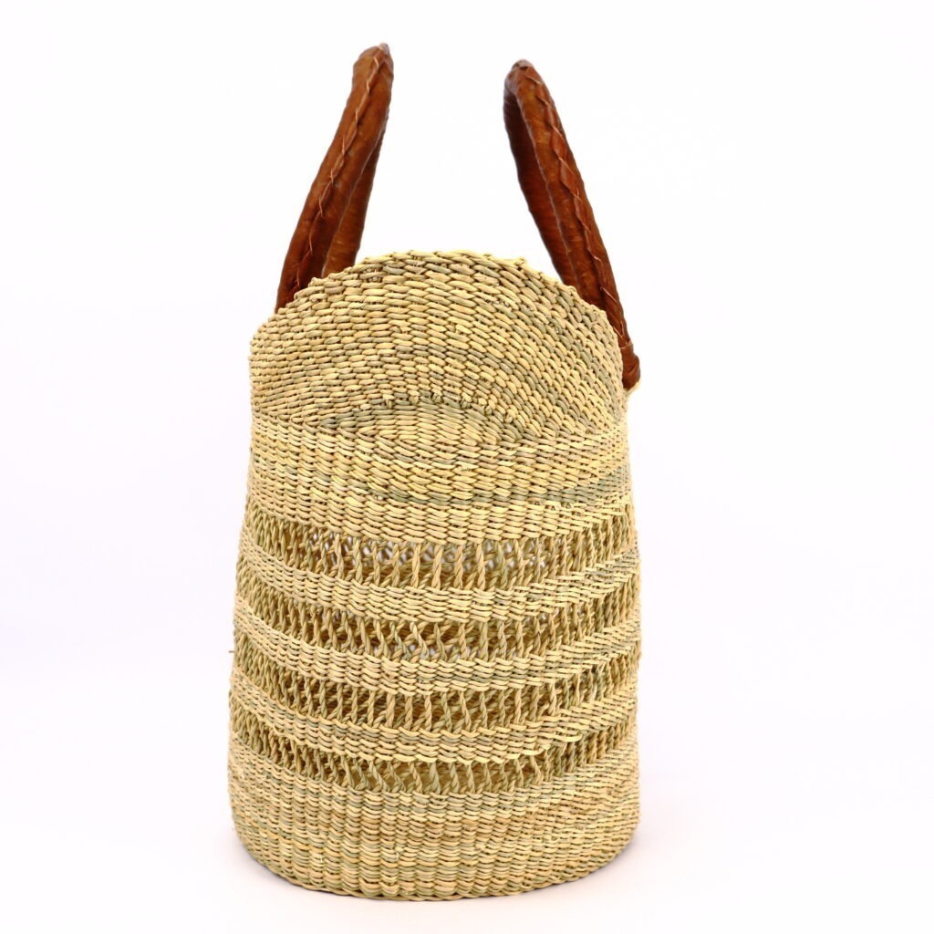 Panier moyen bolga naturel ajouré anses camel – Image 3