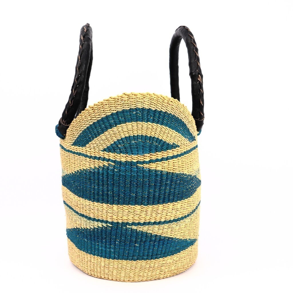 PANIER MOYEN BOLGA NATUREL AVEC TRIANGLES BLEU #2 – Image 3