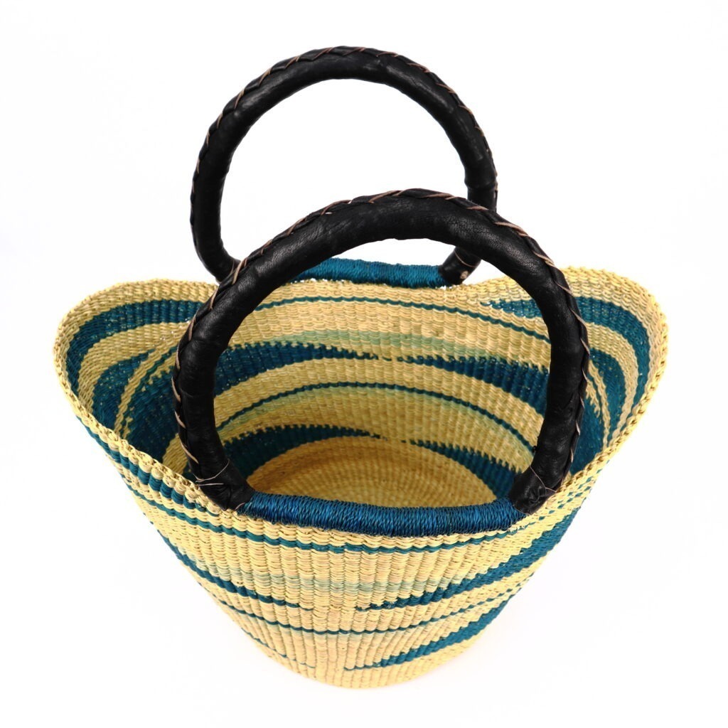 PANIER MOYEN BOLGA NATUREL AVEC TRIANGLES BLEU #2