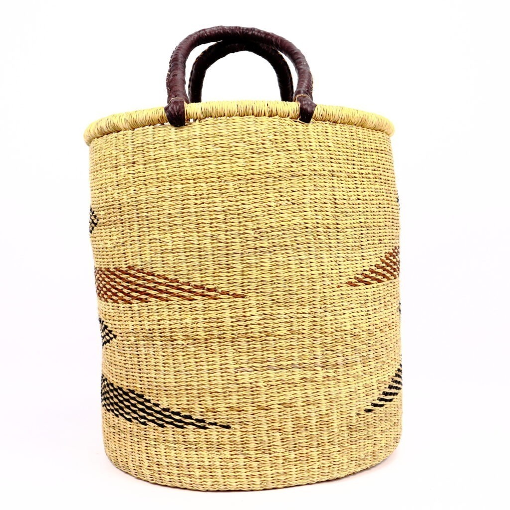 Panier moyen bolga naturel motif noir brun - Image 3